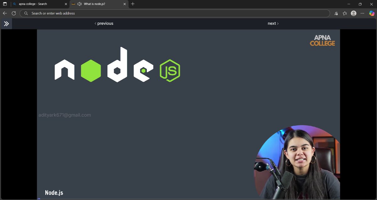 AdityaKannojia0's tweet image. ✨Starting my journey in Backend Development with Node.js!
👨💻Learning from @ShradhaKhapra_ ma'am at Apna College and loving every bit of it.
💓A big thanks to Shraddha ma'am for making the fundamentals so easy to grasp!
#NodeJS
#backenddevloper
#ApnaCollegeX
#FullStackDeveloper