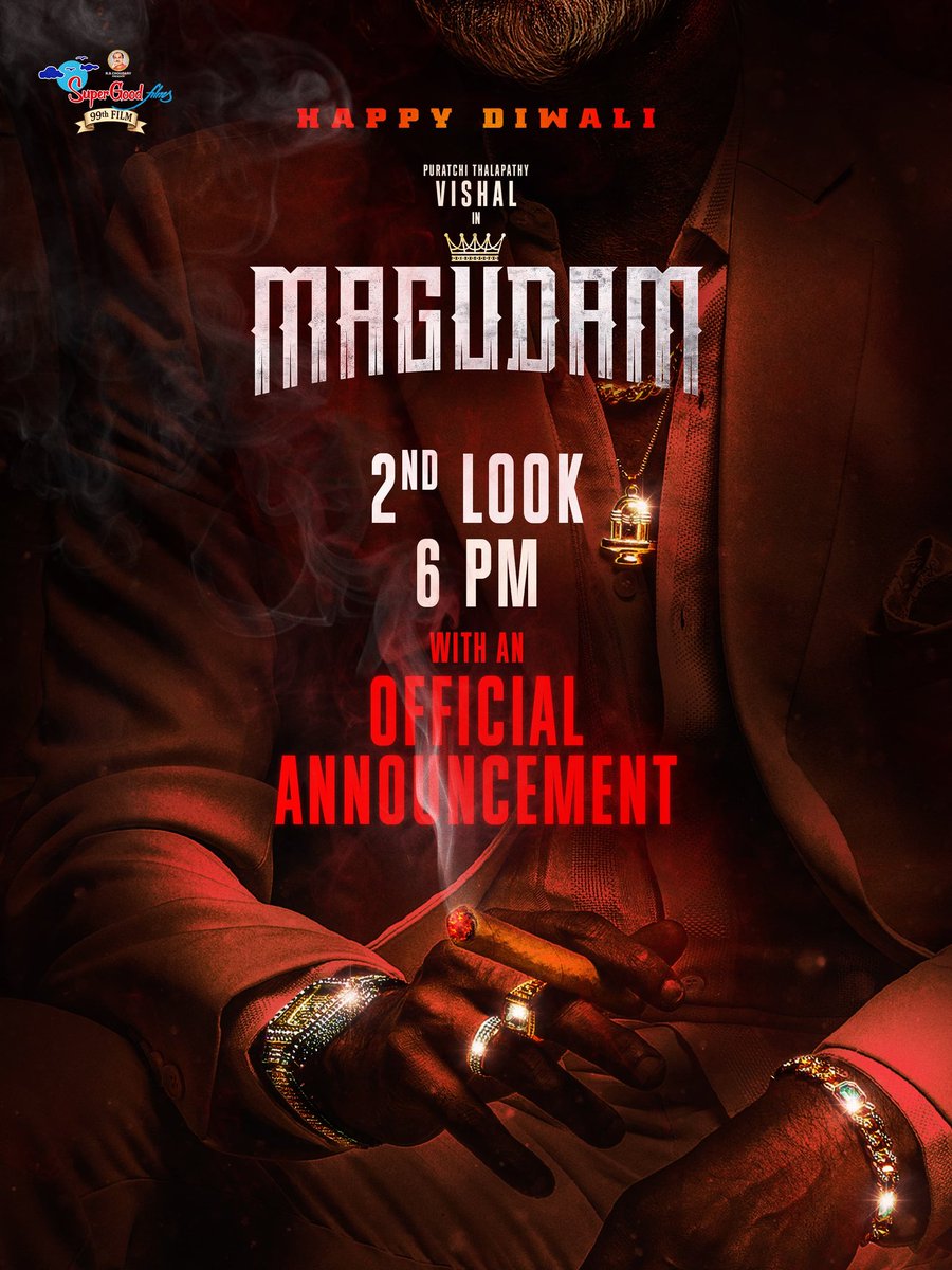 VishalTrends_'s tweet image. 🔥 The wait is almost over ⚓

Get ready for the #Magudam 👑 2nd Look unveiling today at 6 PM along with a massive official announcement 💥

Waiting for B-L-O-C-K-B-U-S-T-E-R SAMPAVAM 🔥💣

@VishalKOfficial #Vishal #PuratchithThalapathy