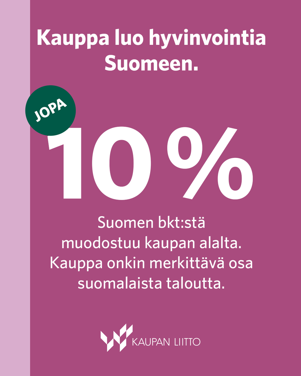 📈 Kauppa on tärkeä osa Suomen taloutta:

💰 Se muodostaa noin 10 % BKT:sta.
🏭 Suurin osa myynnistä tulee tukkukaupasta yritysten välisessä kaupankäynnissä.
🛒 Myös vähittäiskauppa ja 🚗 autokauppa ovat merkittäviä toimialoja.

#kauppa #kaupanmerkitys #talous #hyvinvointi