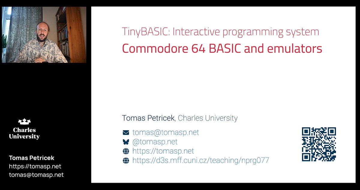 In the second lab of my Tiny Systems course, we write a small interactive BASIC interpreter, inspired by Commodore 64 (Dijkstra does not approve...) 

🎞️Watch the videos on YouTube: youtube.com/watch?v=jR0m-7…

⌨️Get the source code here: github.com/tpetricek/tiny…