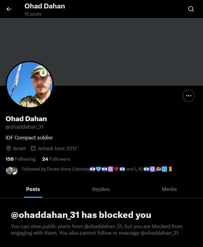 🚨 This account - <a href="/ohaddahan_31/">Ohad Dahan</a> - is pretending to be Ohad Dahan, an IDF soldier who was murdered by an Egyptian terrorist in 2023

Its purpose is to scam money out of people.

Please, continue reporting this account &amp; spread the word - we need to take it down.

#ScamAlert #scam