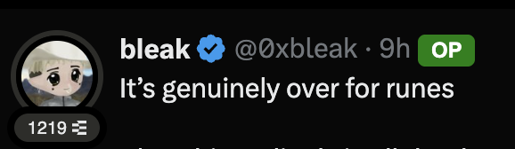 pack ya things guys

it's genuinely over for runes aka bitcoin memecoins aka on bitcoin L1

let's get back to our funny abstract green penguin memecoins and solana cat wif autism memes