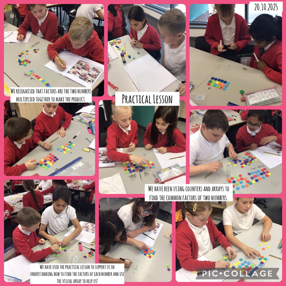 Miss_CroskellJL's tweet image. We are doing a practical lesson this morning in Maths to help us with finding the common factors of two numbers! We have used arrays to create a visual representation of the numbers!⭐️
