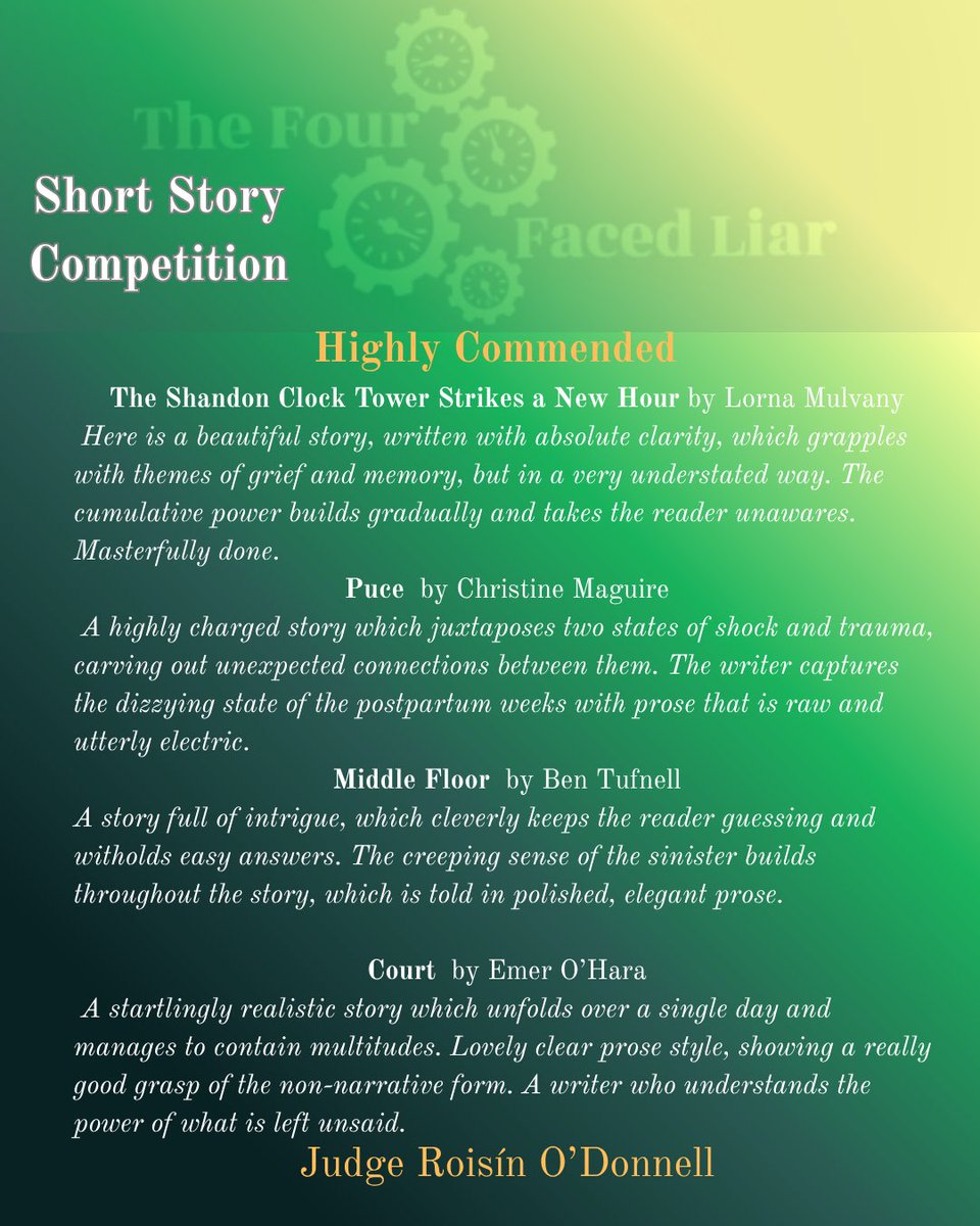 Our gratitude to Roisín O’Donnell for judging our short story competition, here are her comments on the winning &amp; highly commended stories that will feature in Issue 4 <a href="/writing_ie/">writing.ie</a> <a href="/PENIreland/">Irish PEN</a> <a href="/IrishWritersCtr/">Irish Writers Centre</a>