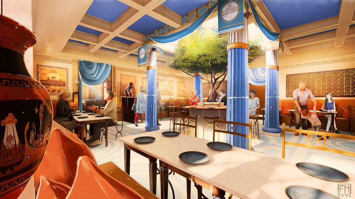 ultrosinfos's tweet image. ⚠️ Quelques autres nouveaux concept art du futur restaurant &quot;La table de Dyonisos&quot; du #ParcAstérix

D&apos;une capa. de 500 places, rendez-vous dès 2027 pour son ouverture dans la zone grecque ! 🇬🇷