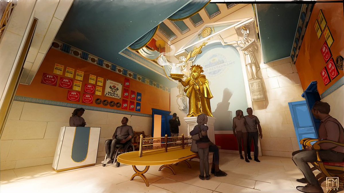 ultrosinfos's tweet image. ⚠️ Quelques autres nouveaux concept art du futur restaurant &quot;La table de Dyonisos&quot; du #ParcAstérix

D&apos;une capa. de 500 places, rendez-vous dès 2027 pour son ouverture dans la zone grecque ! 🇬🇷