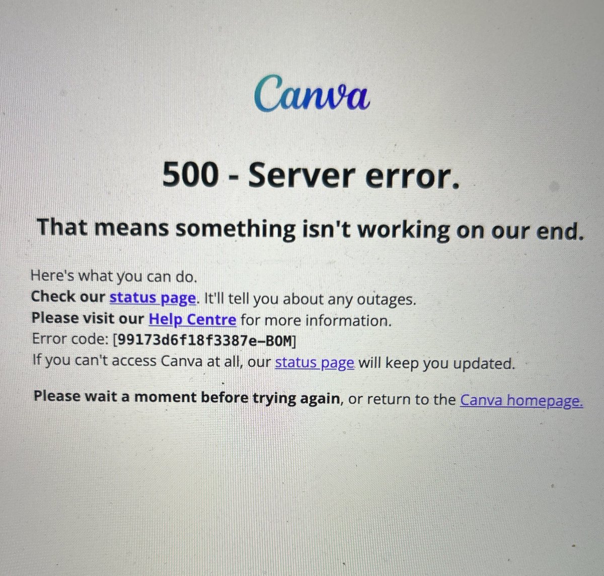 DhyeyPatel23's tweet image. 💀 Canva just said “nope” today!
When your creativity is ready but the server isn’t 😭
👉 Tag that designer friend who’s refreshing Canva right now!
#CanvaDown #DesignerProblems #CreativesLife #ServerError #ViralMom