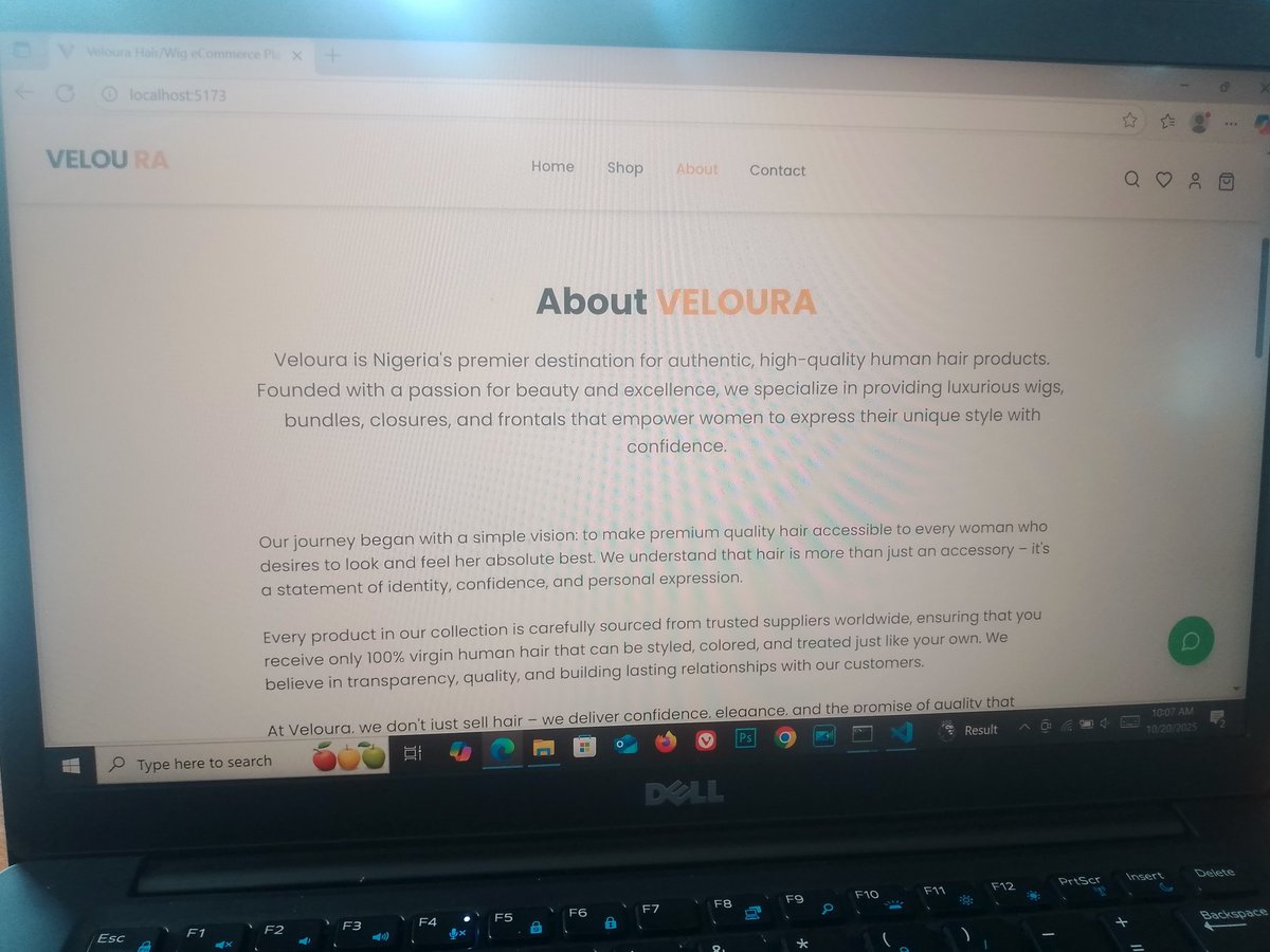 tech_evolv's tweet image. Behind every stunning interface is a story worth telling 💕
Here’s the heart of Veloura Hair — our purpose, our passion, and our promise.
Crafted with clean design, powered by React.js + TypeScript, and built with love 🌿
#VelouraHair #AboutUsPage #ReactDeveloper #FrontendDesign
