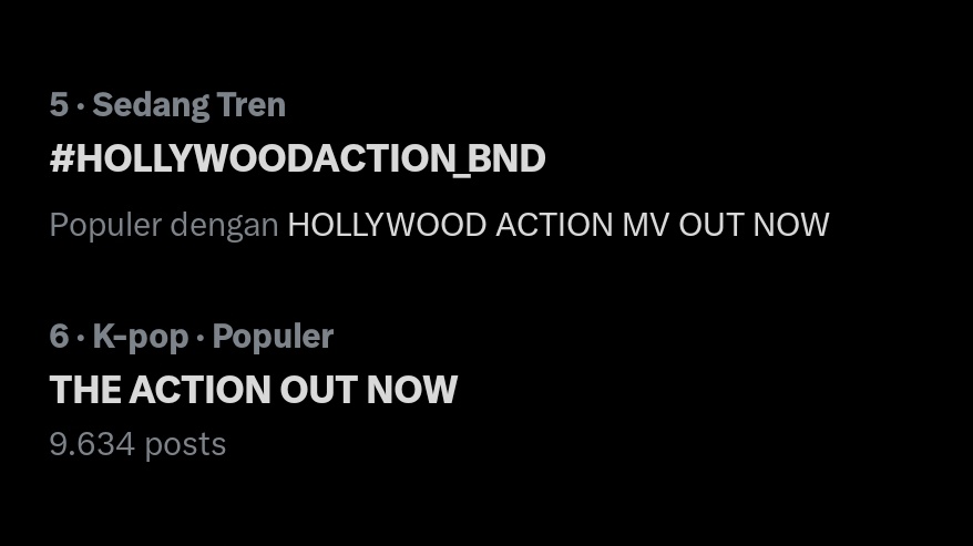 #HOLLYWOODACTION_BND and THE ACTION OUT NOW are trending on Twitter Indonesia