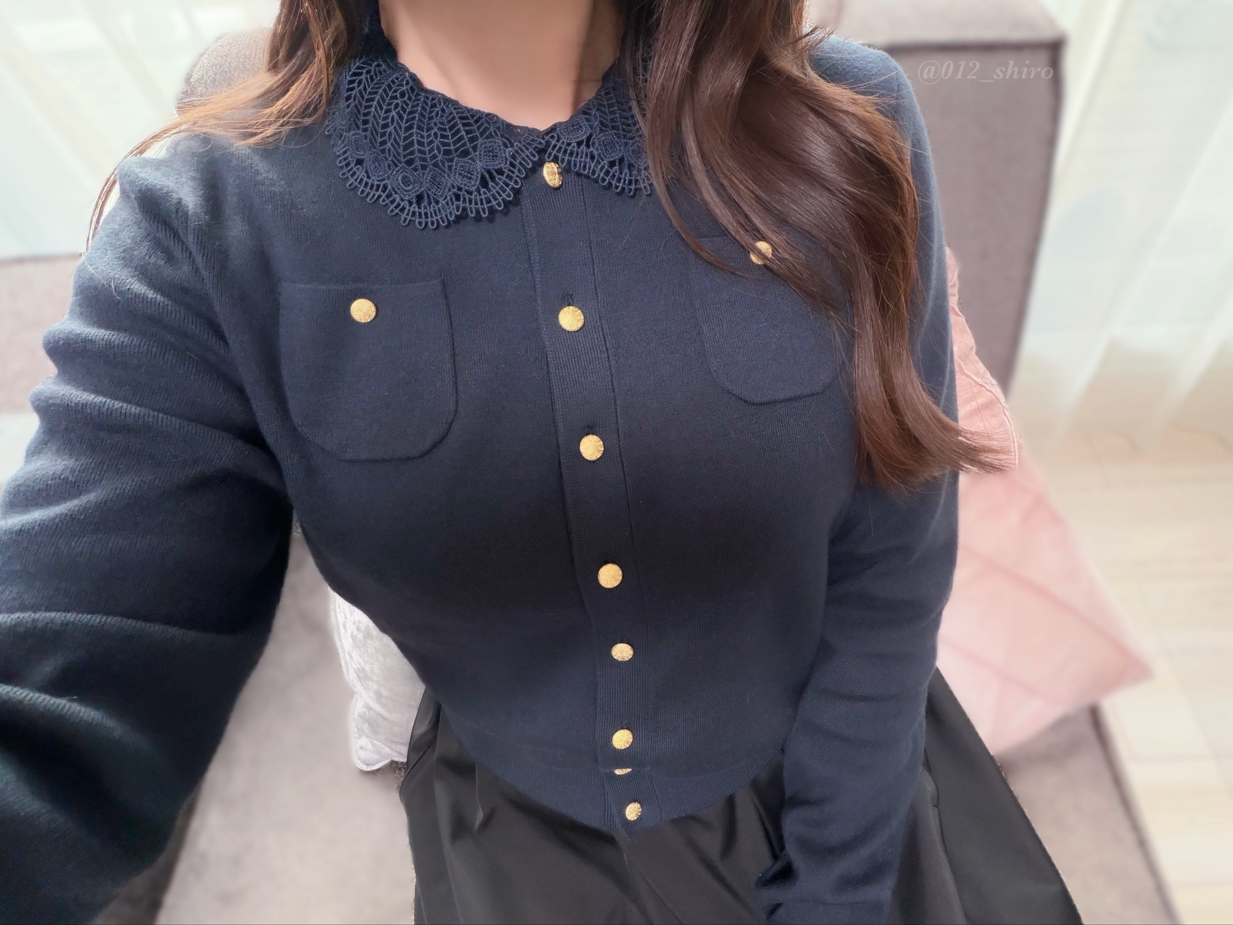 CABaN カーディガン ネイビー CABaN 】コットンカシミヤ クルーネックカーディガン ネイビー