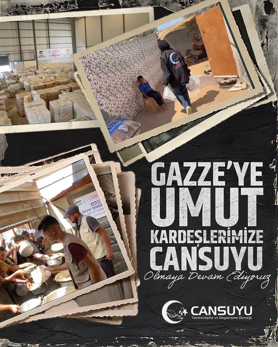 Gazze'ye umut,
Kardeşlerimize Cansuyu olmaya devam ediyoruz.

Online bağış: cansuyu.org.tr/bagis