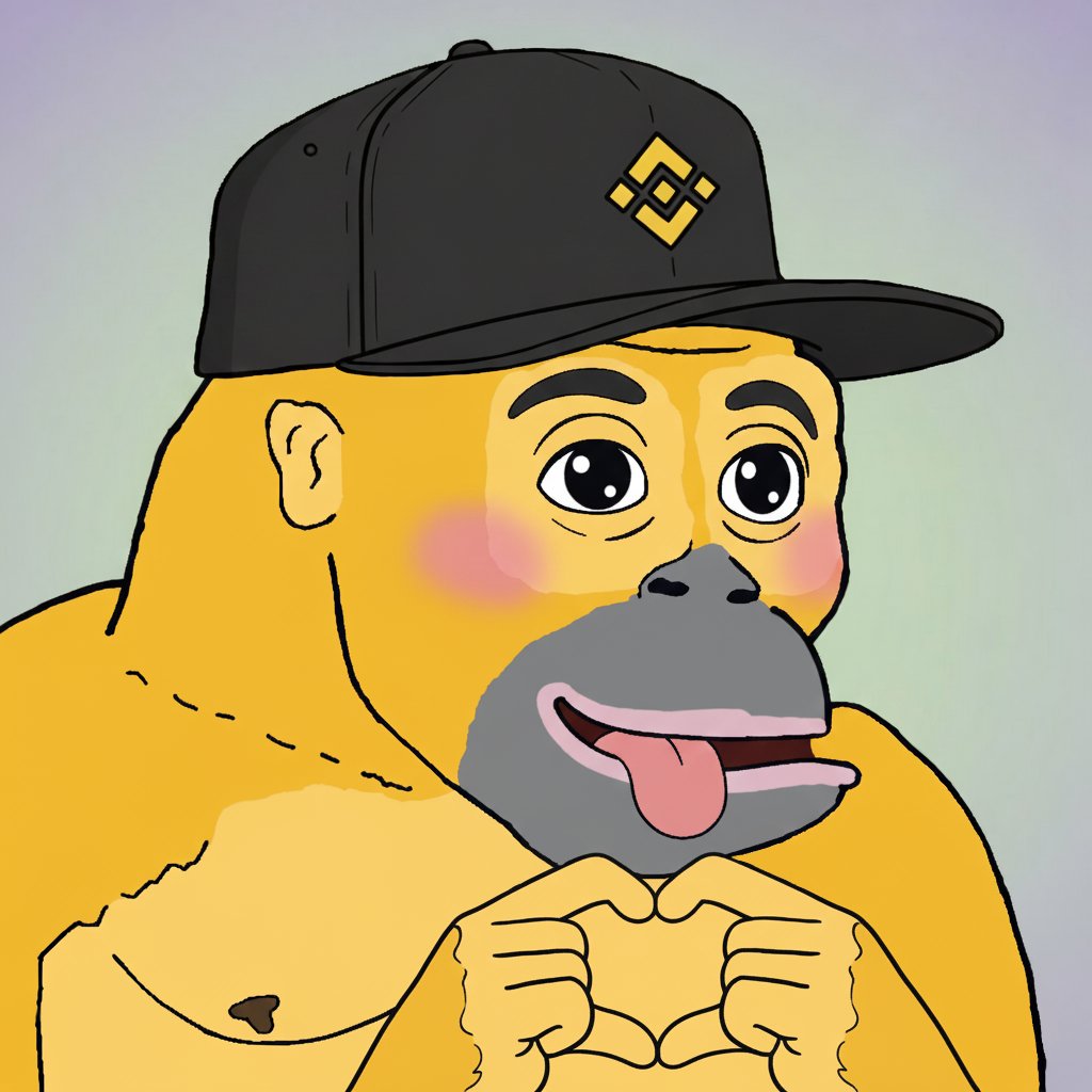 하트 모양 손으로 축하하는 노란 원숭이 밈 캐릭터