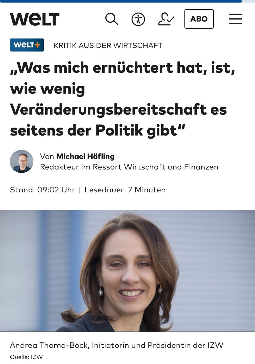 Deutschland steckt nicht in einer #Konjunkturkrise, sondern in einer #Realitätskrise.
Mein heutiges Interview in der #WELT:
Über Mut, Verantwortung und die Folgen einer Politik ohne Praxisbezug und eines zu langen Schweigens der #Wirtschaft.
Vielen Dank an Michael Höfling für das