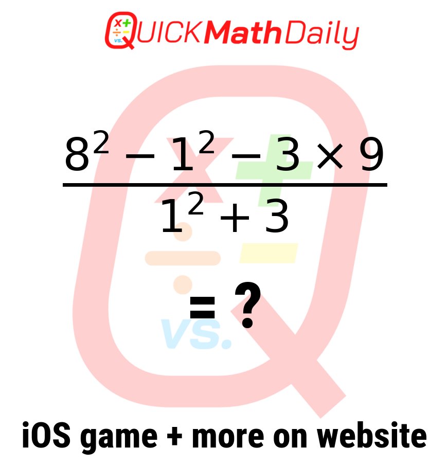 QuickMathDaily's tweet image. 🚦Math Speed Challenge: Can You Solve It? 🏃♂️💨
Type Your Answer in the Comments!👇
See more on QuickMathDaily.com 👀 ✅