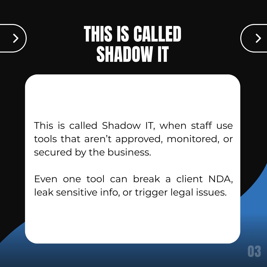AutomateTech's tweet image. Your team might be exposing client data through AI tools you don’t control. 
Staff are pasting emails, contracts, internal notes into free AI apps they’ve found online. 
These tools often store data offshore. Some connect to other apps silently. Others retain and reuse what get