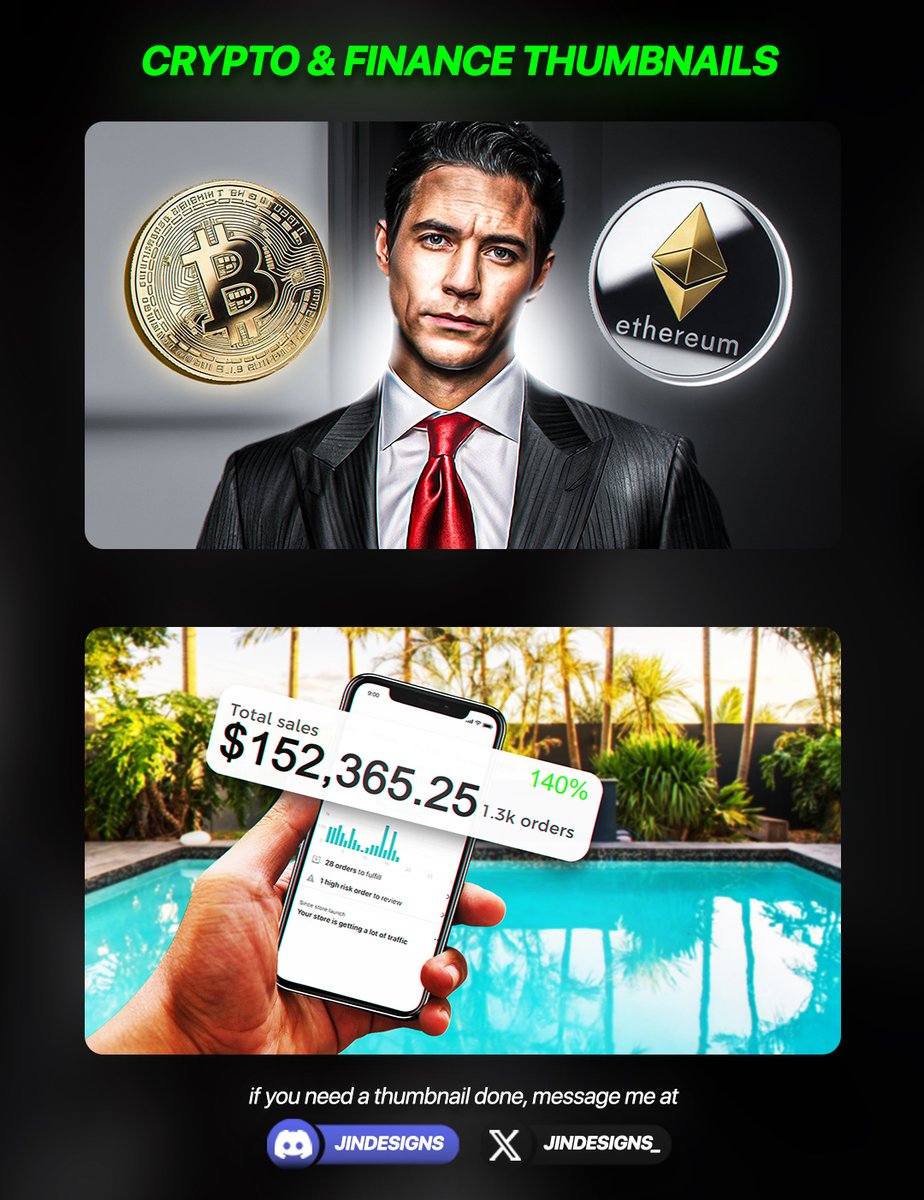 jindesigns_'s tweet image. Need a thumbnail edit for Crypto &amp; Finance Related?
Looking for more long-term clients to work with🤝
If you need a thumbnail shoot me a DM!📩
♥️and♻️ are appreciated!