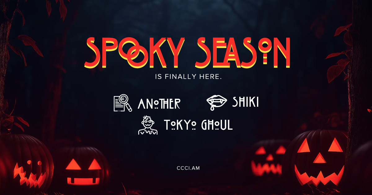 Hello_CCCIntl's tweet image. ハッピーハロウィン!👻
ホラーアニメ観るなら今でしょ!ってことで、鉄板の3作を紹介!
🔪 Another
🦇 屍鬼
🩸 東京喰種
この10月、あなたの視聴リストに入ってる作品、リプで教えてー!🎃🍂
#アニメ好きな人と繋がりたい #ハロウィン