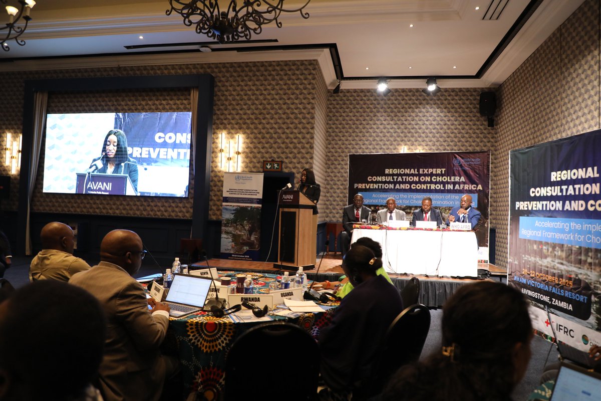 The regional expert consultation meeting on cholera prevention &amp; control in Africa starts today in Livingstone, 🇿🇿🇲. Over 90 participants from countries &amp; partner organizations are gathered to strengthen regional collaboration &amp; accelerate progress towards eliminating cholera.