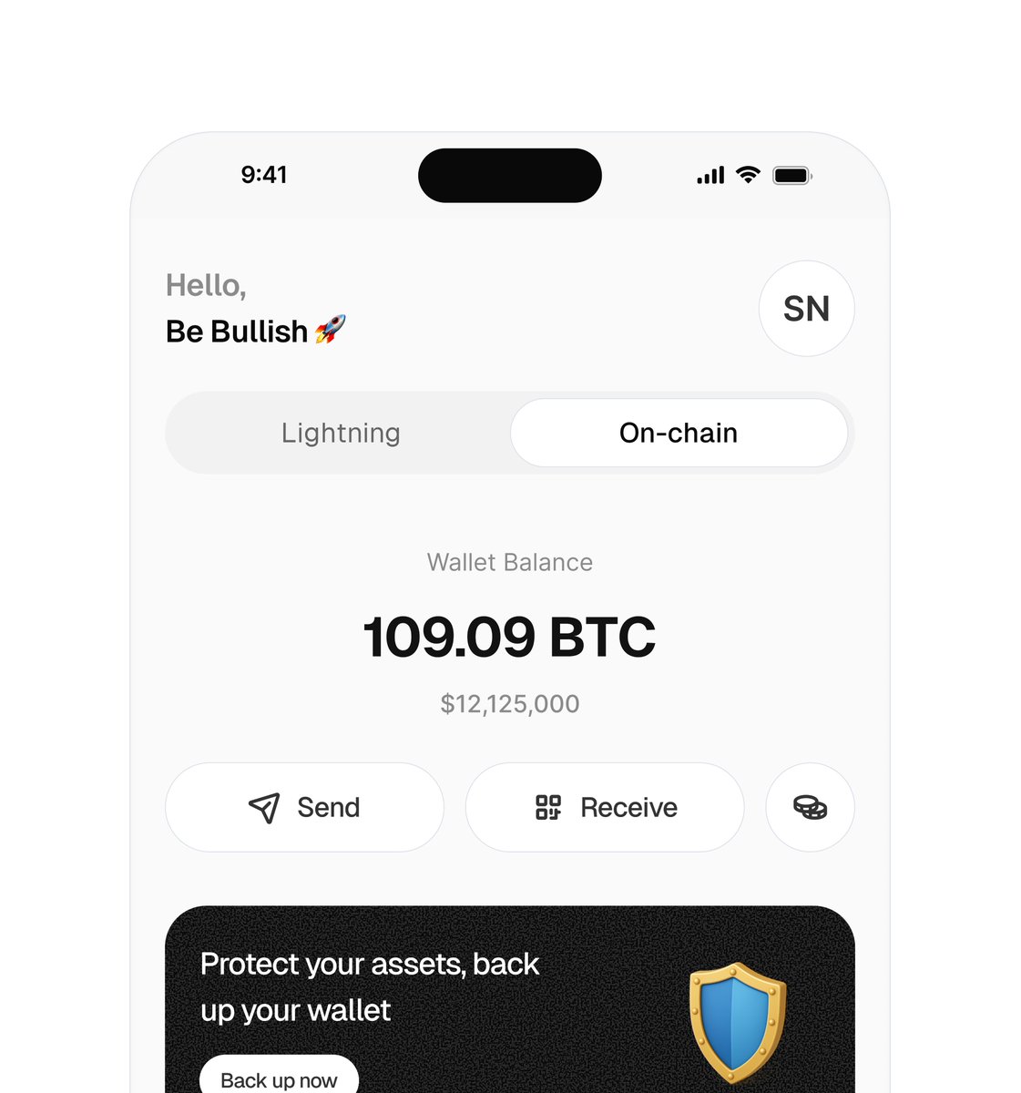 thetimileyin's tweet image. New week to hit the ground running 

a simple self custodial Bitcoin wallet i am currently working on✨

peep the white spaces + soft grey tones

#bitcoindesign