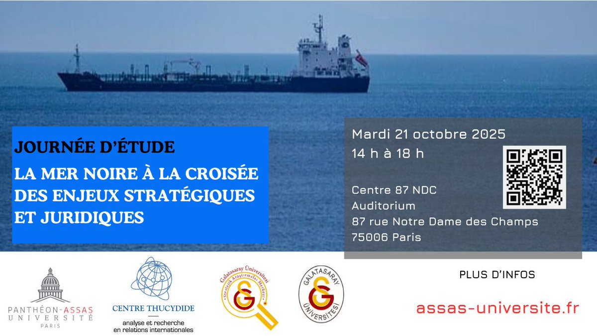 ᴊᴏᴜʀɴᴇ́ᴇ ᴅ'ᴇ́ᴛᴜᴅᴇ : ʟᴀ ᴍᴇʀ ɴᴏɪʀᴇ ᴀ̀ ʟᴀ ᴄʀᴏɪsᴇ́ᴇ ᴅᴇs ᴇɴᴊᴇᴜx sᴛʀᴀᴛᴇ́ɢɪǫᴜᴇs ᴇᴛ ᴊᴜʀɪᴅɪǫᴜᴇs

🗓 21/10, 14h-18h
📍Auditorium, Panthéon-Assas université, 87 rue Notre Dame des Champs, Paris VIe
🎤 Programme : lnkd.in/exTF4Fcp