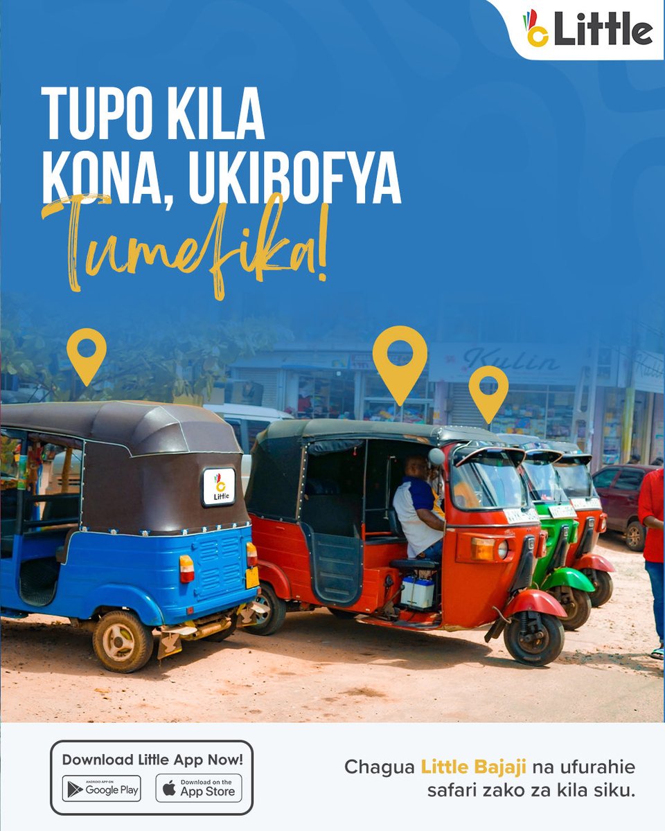 LittleAppTz's tweet photo. Tupo kila kona, ukibonyeza tumefika!
Na Little Bajaji, safari zako ni rahisi, haraka na za kuaminika kila siku.
Furahia usafiri wa uhakika popote ulipo – bonyeza tu, dereva wako yupo njiani!
#LittleBajaji #UsafiriWaKuaminika #TumeFika #BajajiZaKisasa #LittleRide #Tanzania https://t.co/Wht3GjCPyE