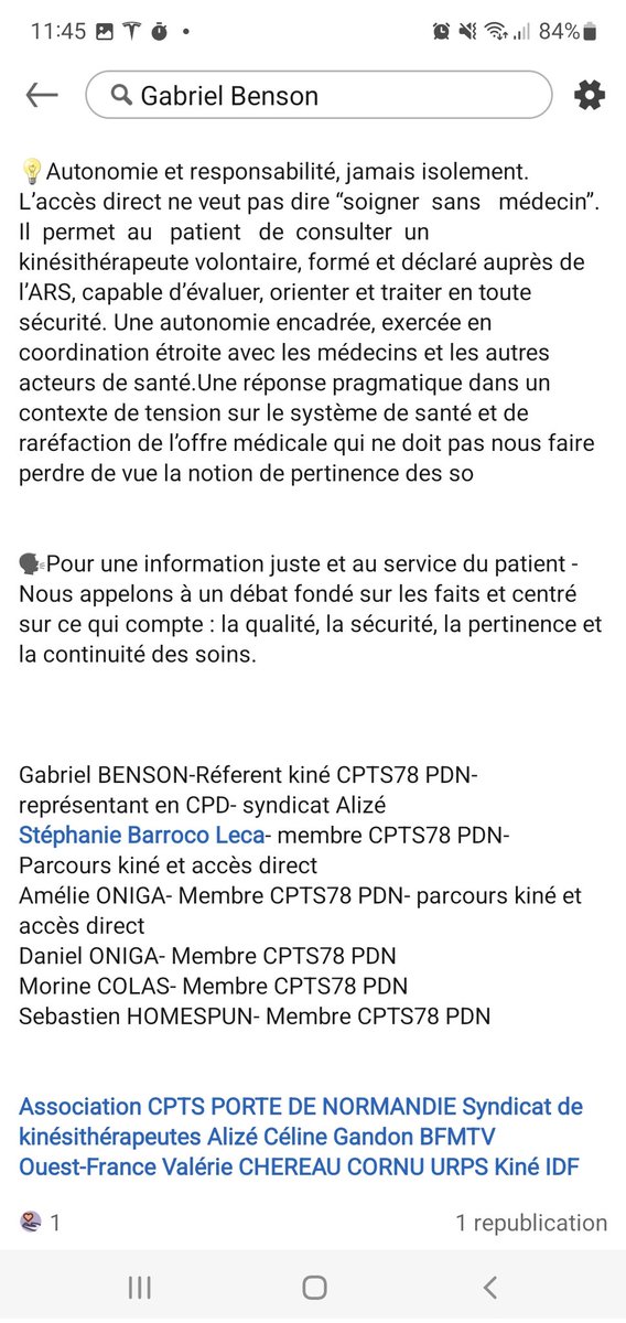 Comme toute les CPTS des Yvelines, nous souhaitions nous emparer de la question de l'accès direct qui est une opportunité pour la profession mais aussi  pour les patients. Centré sur Mantes La Jolie, les #kinés de la #CPTS78PortedeNormandie ont souhaité réagir <a href="/le_Parisien/">Le Parisien</a>