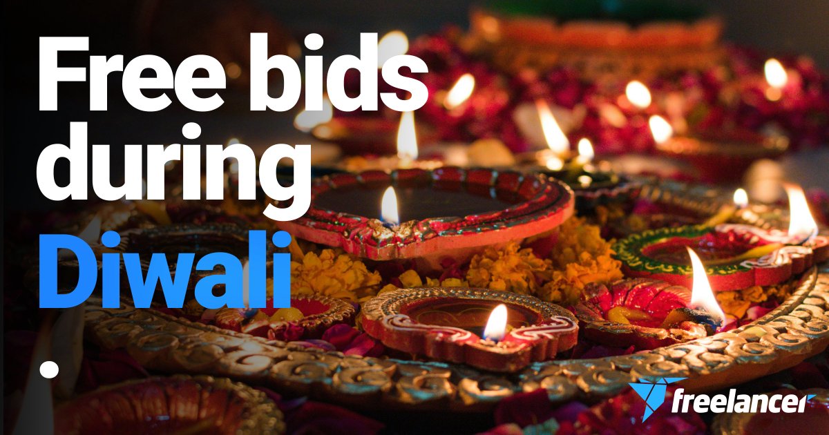 🪔 Shubh Deepavali – Happy Diwali!
May the festival of lights bring peace and growth to your life and work!
Freelancer is offering FREE BIDDING to all users to celebrate this special holiday.
You can take advantage of this gift from now until 11:59pm Wednesday 22 October, your