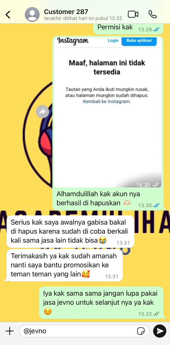 qjevno's tweet image. HALLO❗
BAGI YANG ADA KENDALA BERKABAR YA
✨JASA HAPUS AKUN
✨PULIHKAN BALIKIN AKUN LUPA PASWORD/KE HACK
✨JASA LACAK LOKASI
✨SADAP WA
✨LACAK HP HILANG BY NO HP/IMEI
✨JASA HACK/PEMULIHAN AKUN (EMAIL,IG,WA,TWITER/X, FB,TIKTOK)
📞wa.me/6288271670452