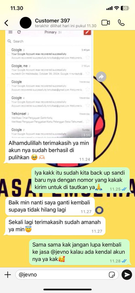 qjevno's tweet image. HALLO❗
BAGI YANG ADA KENDALA BERKABAR YA
✨JASA HAPUS AKUN
✨PULIHKAN BALIKIN AKUN LUPA PASWORD/KE HACK
✨JASA LACAK LOKASI
✨SADAP WA
✨LACAK HP HILANG BY NO HP/IMEI
✨JASA HACK/PEMULIHAN AKUN (EMAIL,IG,WA,TWITER/X, FB,TIKTOK)
📞wa.me/6288271670452