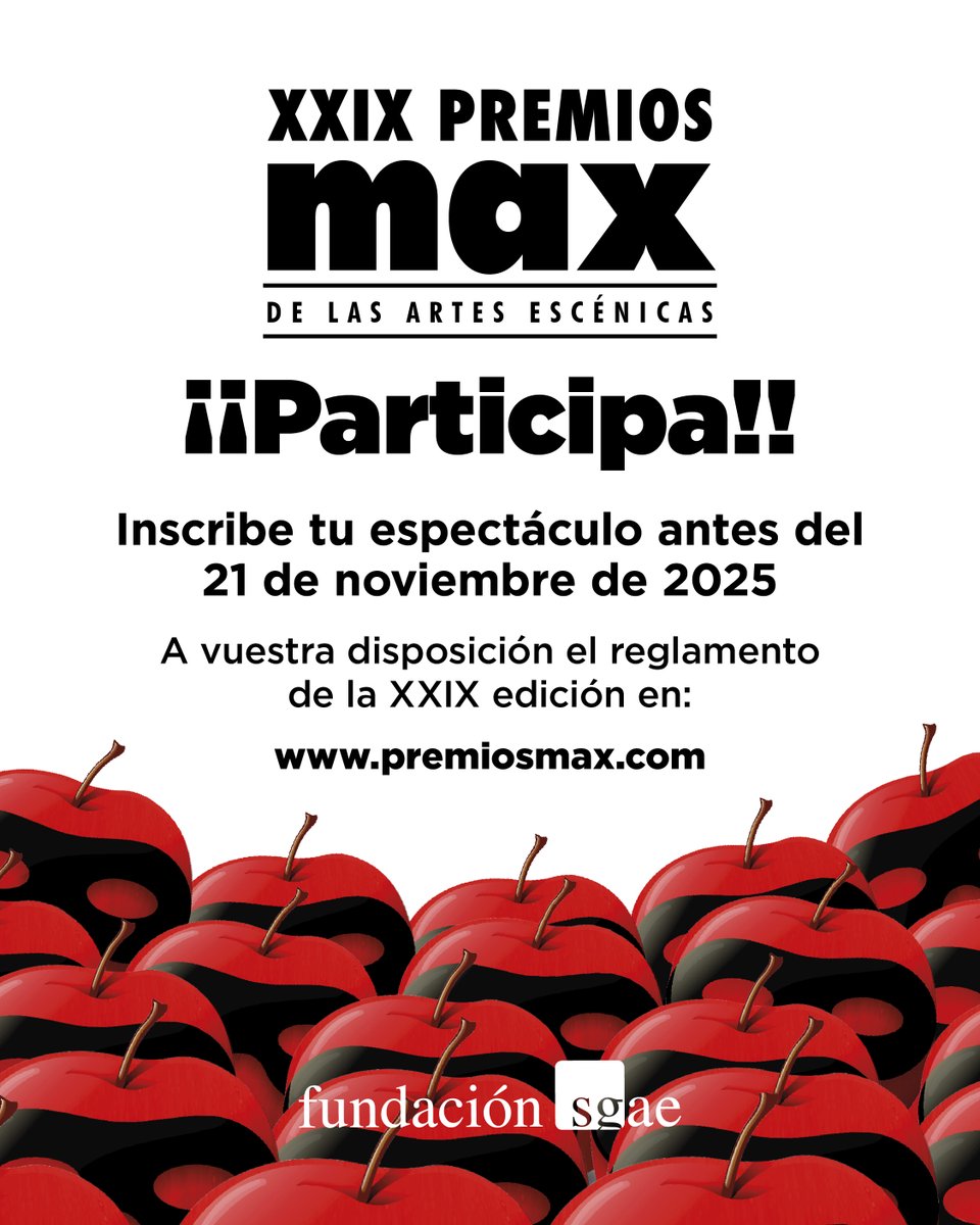 PremiosMax's tweet image. 🍎 ¡Los 29° Premios Max de las Artes Escénicas abren su período de inscripción!

Toda la info  ➡️ premiosmax.com/prensa/421/los…

#Max2026