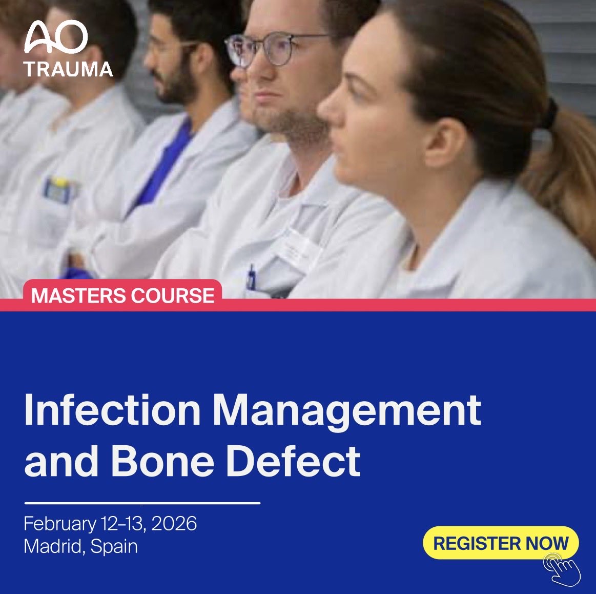AO_spain's tweet image. Este año en la #AOWeek @AO_spain tenemos un #MastersCourse de manejo infección y defectos óseos! Ponentes nacionales e internacionales, wetlab… si te interesa, plaza disponibles en eduevents.aofoundation.org/evt/s/evt-even…