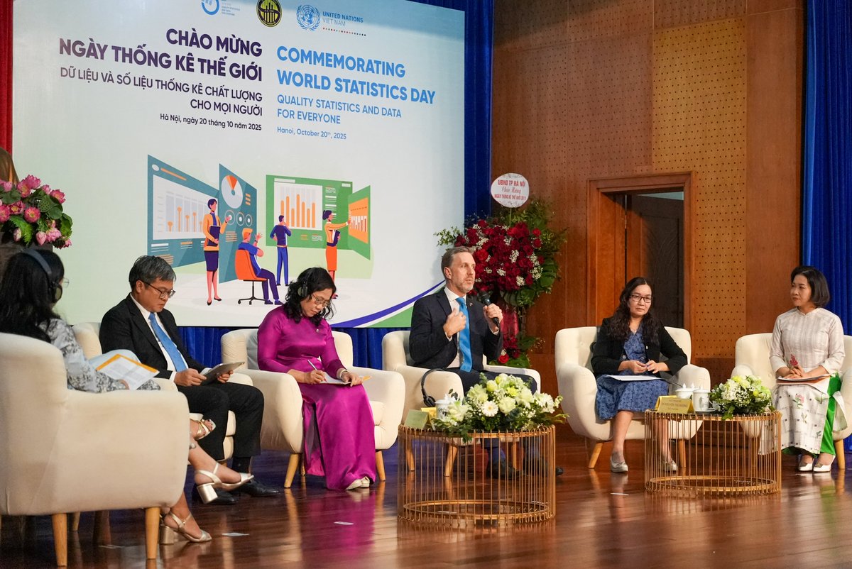 unfpa_vietnam's tweet image. The UN stands ready to deepen partnership with Viet Nam’s NSO to build a data ecosystem for sustainable development—empowering decision-makers and citizens alike. 🌍
Shared by UNFPA Viet Nam Rep. Matt Jackson on #WorldStatisticsDay. #SDGs #DataForDevelopment