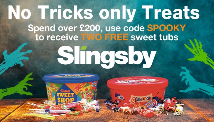🎃🍬 Sweeten up your workplace this Halloween! Use code SPOOKY to receive two boxes of sweets when you spend £200* or more across our entire range at Slingsby.com

#SafetyAtWork #B2B #FreeGift #Warehouse #ManualHandling #Giveaway #FacilitiesManagement