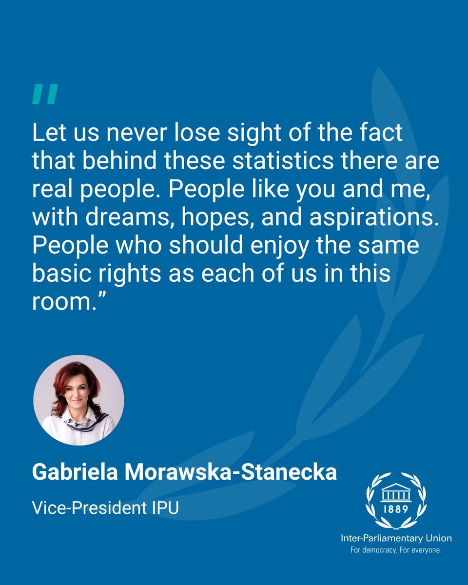 IPUparliament's tweet image. Addressing #IPU151 Assembly's opening, IPU Vice-President @GabrielaMorStan🇵🇱 underlines the importance of international humanitarian law (#IHL).
Watch live
➡️ipu.org/151