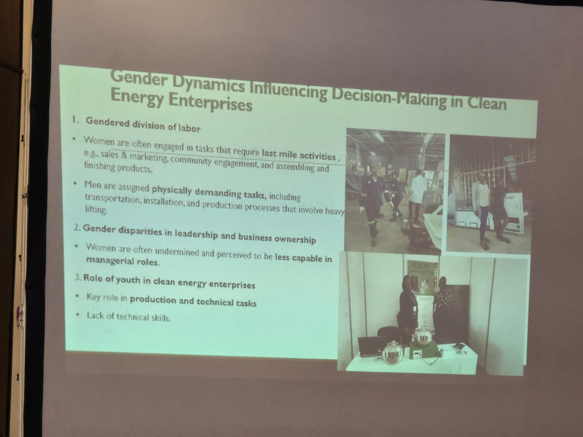 ACTSNET's tweet image. 3/4
Findings shared from the EVI-SICEE Project in Uganda reveal that gender and age continue to influence decision-making and participation in clean energy enterprises.
Women often take on community-facing and sales roles, while men are concentrated in production and technical…