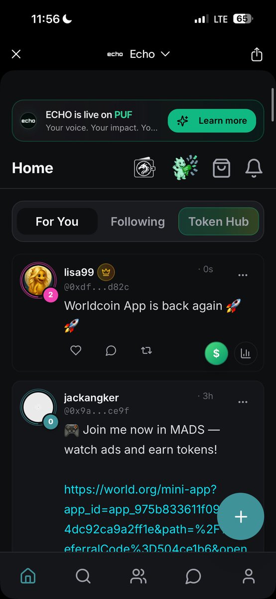 The Worldcoin app is back up and running, and we're back too. Join echo, claim $ANI, collect Karma, level up, and earn $ECHO.

world.org/mini-app?app_i…