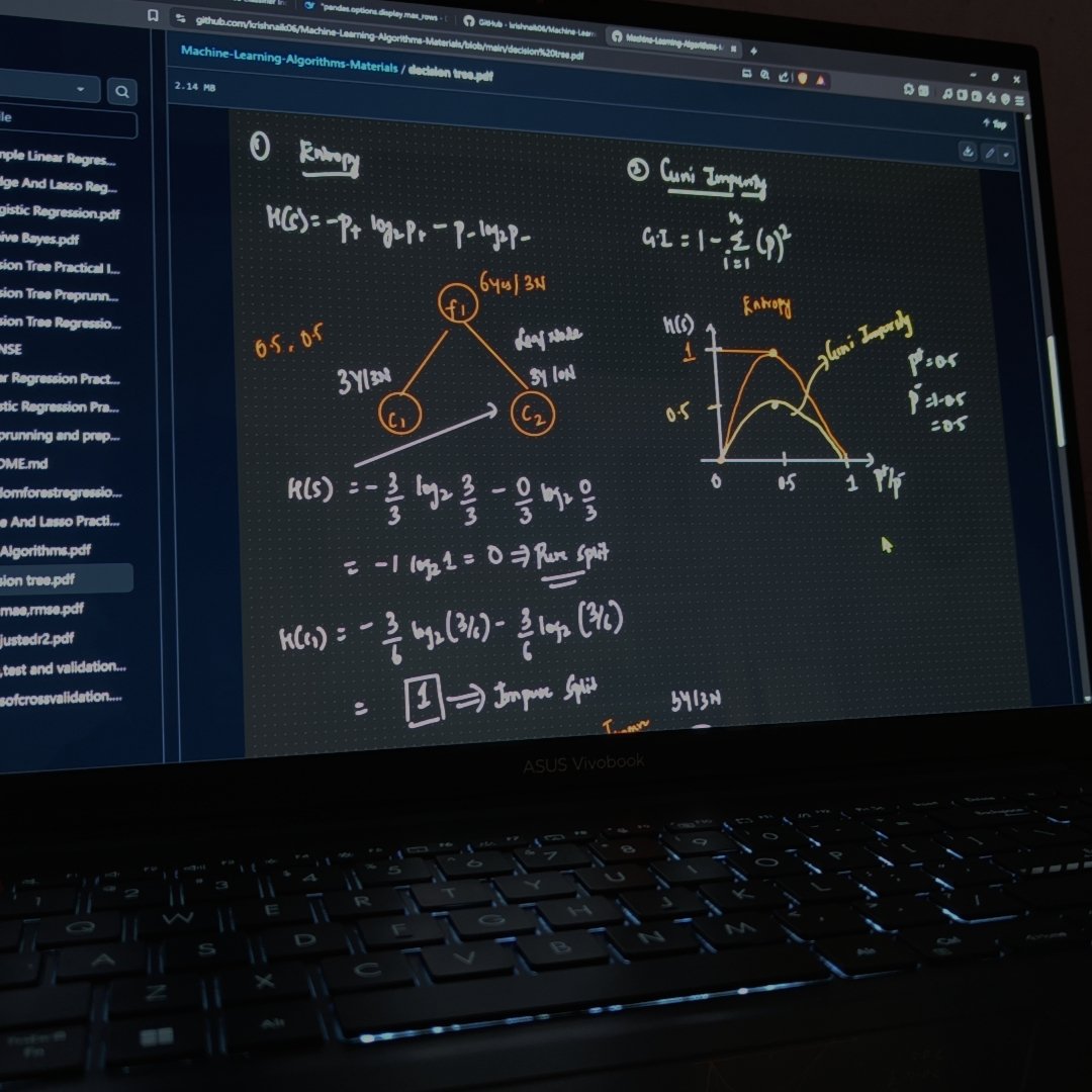 Om_Dohe's tweet image. Today it finally clicked — entropy, info gain, everything! 🌳 Feels good seeing progress, one concept at a time 💪✨ #machinelearningpython #AI #Growth