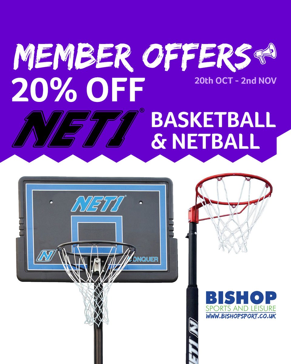🏀🏐 NET1 Netball &amp; Basketball Deals – Save 20%! 🏐🏀

20 Oct–2 Nov: Members get 20% off NET1 systems &amp; Wilks balls 🏀

✔ NET1 Netball Posts
✔ NET1 Basketball Systems
✔ Wilks Q-Series Balls

👉 bishopsport.co.uk/collections/me…

#basketball  #Netball #SchoolPE #BishopSports
