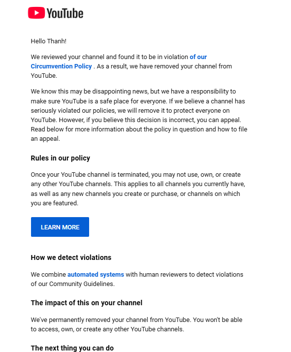 cam17042008's tweet photo. crazy, youtube deleted my channel even though it was just 2 short videos that didn't violate any policies. after appealing they announced that "WE HAVE CAREFULLY REVIEWED YOUR CHANNEL" @@, ridiculous @TeamYouTube https://t.co/BpWLsHSdzE