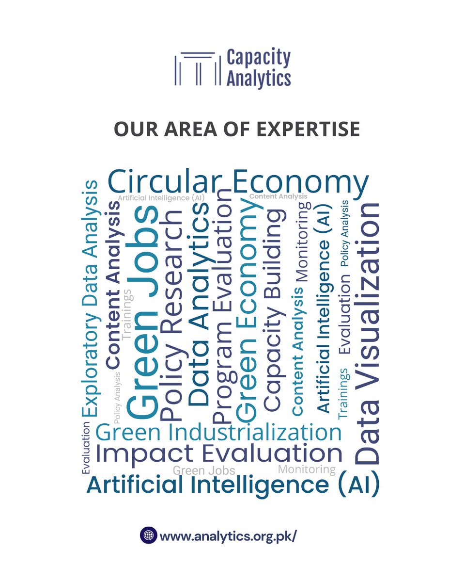 CapacityAnalyt's tweet photo. From Circular Economy and Green Jobs to AI and Impact Evaluation, these are the areas driving our work at Capacity Analytics.

Explore our expertise: https://t.co/I66iMsGPLg https://t.co/MnZjjtyRzt