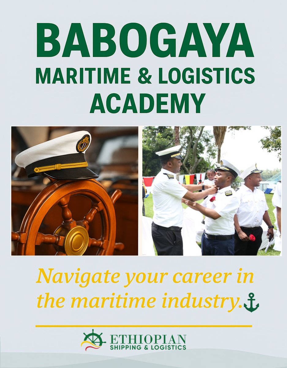 Ethiopian Shipping & Logistics (@eslse_) on Twitter photo Start Your Maritime Journey with Us!
Our Key Programs:
⚓️Basic Seafarer Training
⚓️Navigation/Engine Watchers & Able Seafarers Courses
⚓️Upgrading Courses for Near-Coastal Voyage Deck & Engine
⚓️Refresher & Safety Courses
For more: eslsehrd2010@gmail.com | 📞 +251 11-5508715 Start Your Maritime Journey with Us!
Our Key Programs:
⚓️Basic Seafarer Training
⚓️Navigation/Engine Watchers & Able Seafarers Courses
⚓️Upgrading Courses for Near-Coastal Voyage Deck & Engine
⚓️Refresher & Safety Courses
For more: eslsehrd2010@gmail.com | 📞 +251 11-5508715