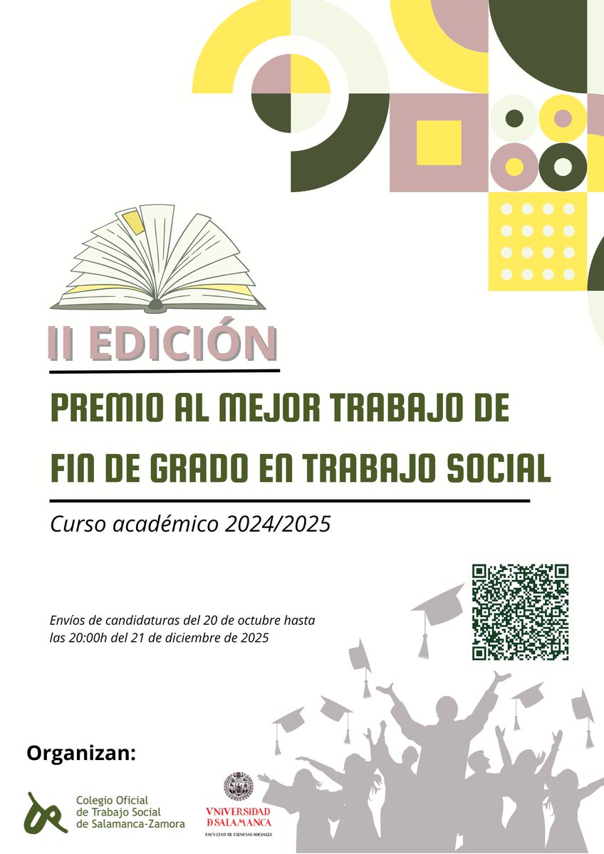 💥 ATENCIÓN 💥

📷   Desde el Colegio os anunciamos la: II EDICIÓN DEL PREMIO AL MEJOR TRABAJO DE FIN DE GRADO EN TRABAJO SOCIAL.  
En colaboración con la <a href="/usal/">Universidad de Salamanca</a> y la <a href="/ccss_usal/">CCSS USAL</a>
.  📷Requisitos, bases y documentación: 👉cgtrabajosocial.es/salamanca-zamo…
