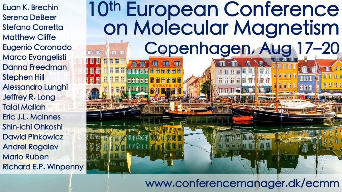 Kasper S. Pedersen (@kasperspedersen) on Twitter photo 🎓 Early Announcement:
The 10th European Conference on Molecular Magnetism (ECMM 2026) will be held in Copenhagen, Denmark — Aug 17–20, 2026.
Plenary & keynote talks + great opportunities for early-career researchers.
🌐 conferencemanager.dk/ecmm
#ECMMCopenhagen #MolecularMagnetism 🎓 Early Announcement:
The 10th European Conference on Molecular Magnetism (ECMM 2026) will be held in Copenhagen, Denmark — Aug 17–20, 2026.
Plenary & keynote talks + great opportunities for early-career researchers.
🌐 conferencemanager.dk/ecmm
#ECMMCopenhagen #MolecularMagnetism