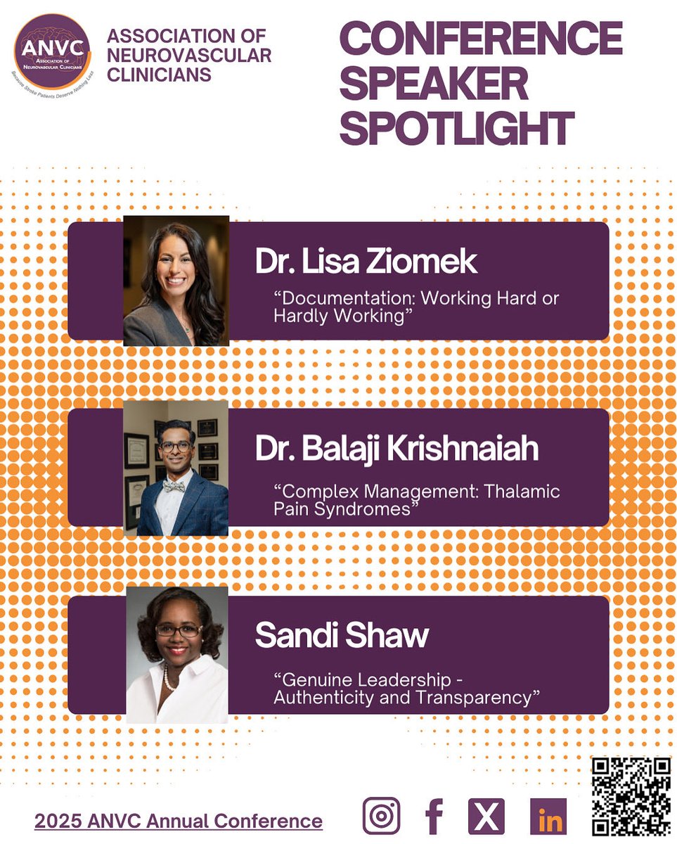 Our <a href="/ANVC__/">Association of Neurovascular Clinicians</a> annual conference features expert speakers and relevant topics to inspire and inform your practice. Join us! anvc.org/i4a/pages/inde…
#becausestrokepatientsdeservenothingless #ANVC25 #stroke