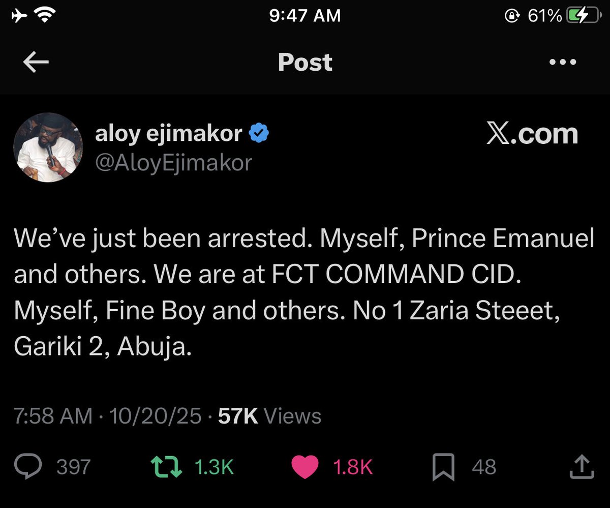 IkechukwuEjims's tweet image. Fearless Attorney @AloyEjimakor arrested and still detained with Nnamdi Kanu’s brother Emmanuel Kanu and others. 
Injustice to one is Injustice to all. 
#FreeNnamdiKanuNow 
#FreeNnamdiKanu is a must.
Peaceful protest is our right