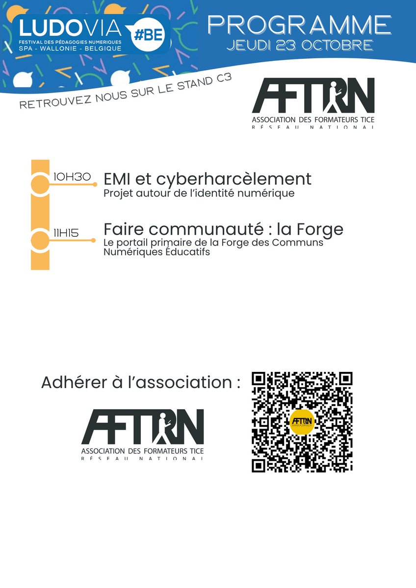Le programme des ateliers prévus sur notre stand publié vendredi a été modifié. Voici donc le programme définitif. Merci à tous ceux qui vont intervenir. 
<a href="/tbfranck/">Tiennebrunne Franck</a>  <a href="/digitalwallonia/">Digital Wallonia</a>