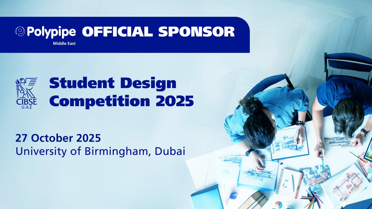 Proud to sponsor the CIBSE UAE Student Design Competition 2025, part of CIBSE MENA Week, empowering future engineers to shape smarter, more sustainable cities. 🏗️⚙️

Final winners will be revealed at the CIBSE MENA Awards on 30 Oct. 🏆