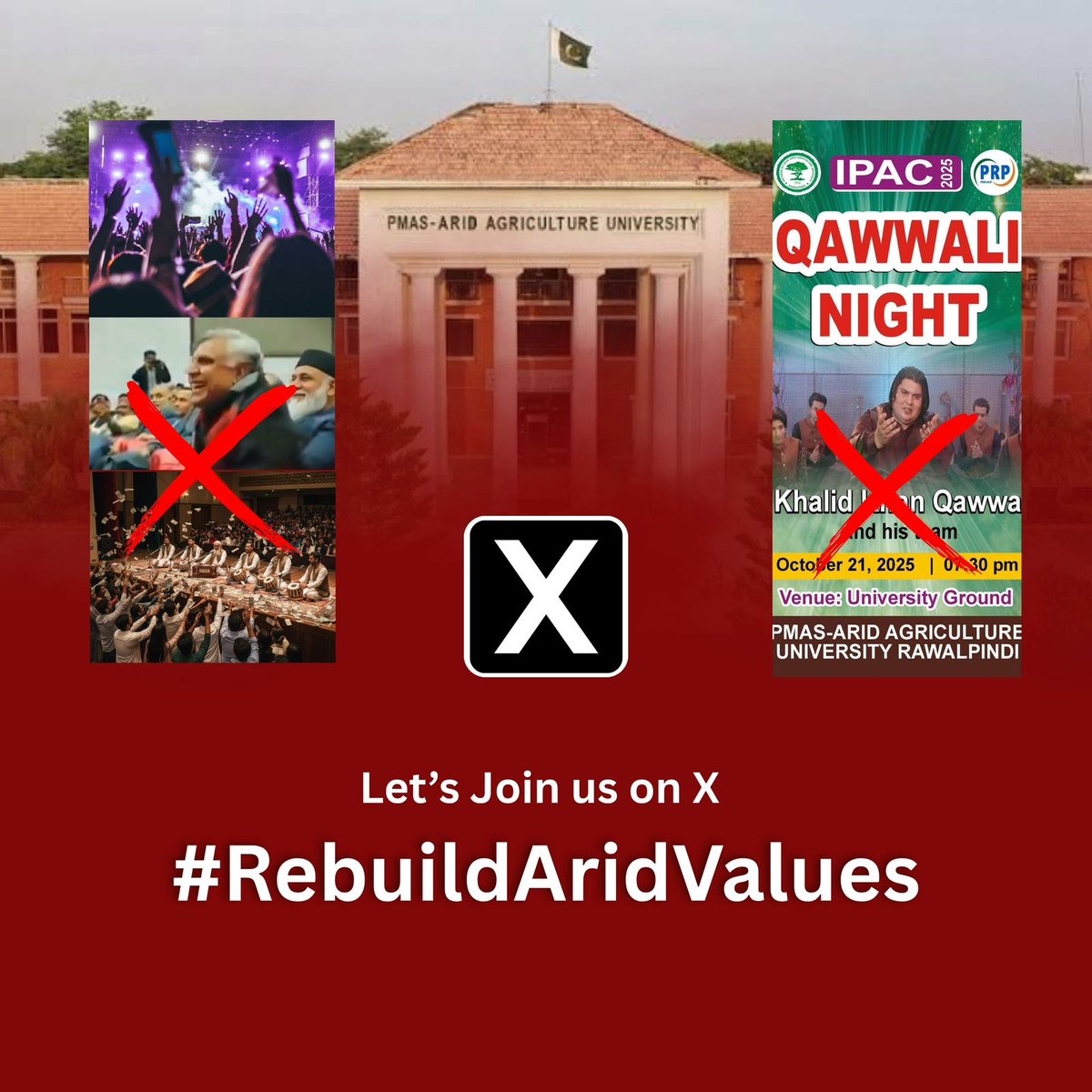 ahmadtariq2380's tweet image. پیر مہر علی شاہ کے نام سے منسوب یہ ادارہ جہا اخلاقیات، تعلیم اور تحقیق کا چراغ روشن ہونا چاہیے، وہاں اس طرح کی غیر تعمیری سرگرمیوں            کا انعقاد شدید افسوسناک ہے     
ترجمان اسلامی جمعیت طلبہ جامعہ بارانی

#RebuildAridValues