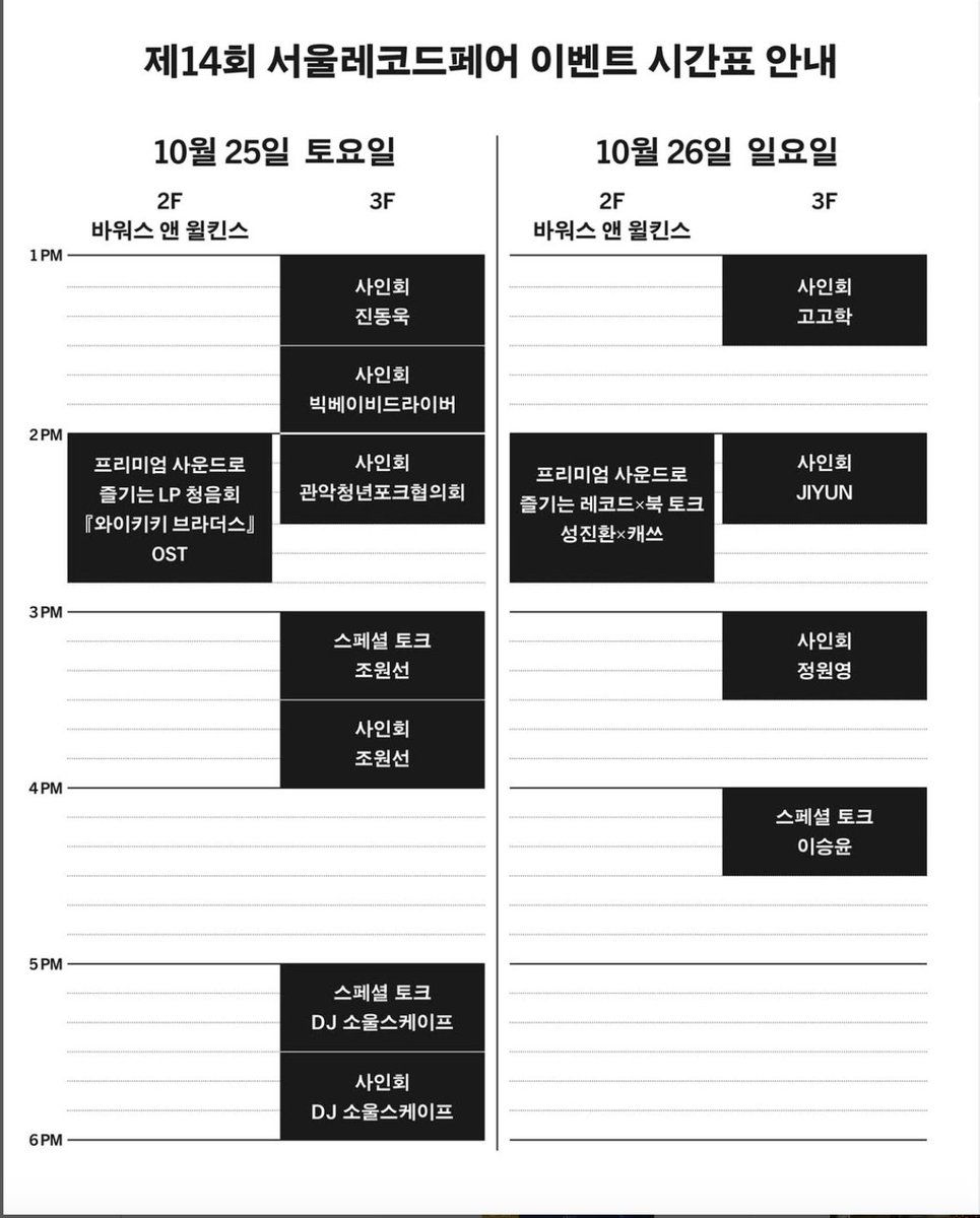 10월 26일 (일) 13:00, 고고학의 사인회가 레코드 페어 행사장 3층에서 진행됩니다! 🎶
다만, 미리 예정된 다른 일정 때문에 Lakov 님은 부득이하게 이번 사인회에 참여하지 못하게 되었습니다. 이 점 양해 부탁드립니다. 
이번 사인회에는 3분의 멤버만 참석하게 되었음을 미리 알려드립니다.