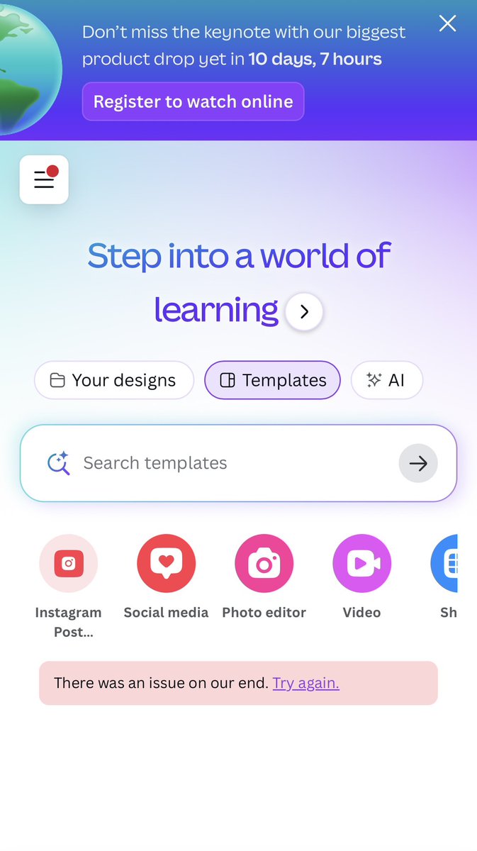 NkoliOskar's tweet image. Today’s delay is likely due to adding this new announcement banner and other new features about to launch.
Canva is one of my favorite playgrounds.😃
So, there’s always an air of excitement about the new features they launch — plus their AI features….Chef’s Kiss! 😘